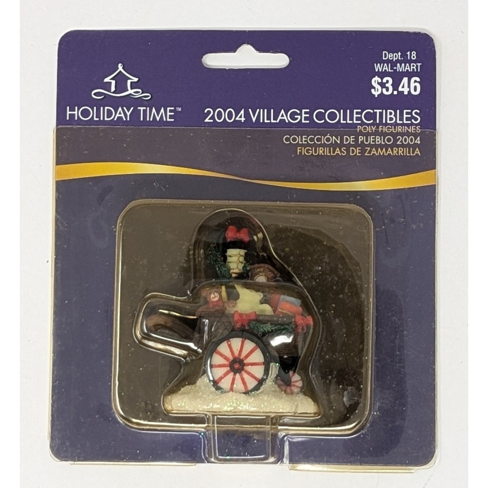 2004 Holiday Time Village Collectibles Christmas Presents Cart - New